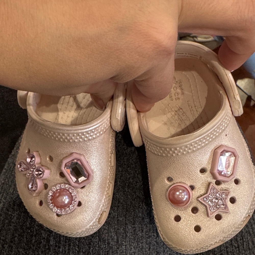 CROCS Kids Glittery Pink Slippers